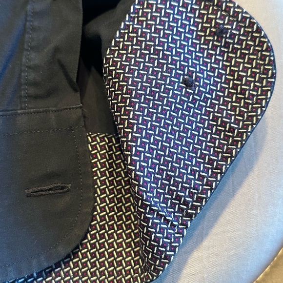 Navy Blue w/ Pattern Lining Untuckit Long Sleeve Shirt - Picture 3 of 5